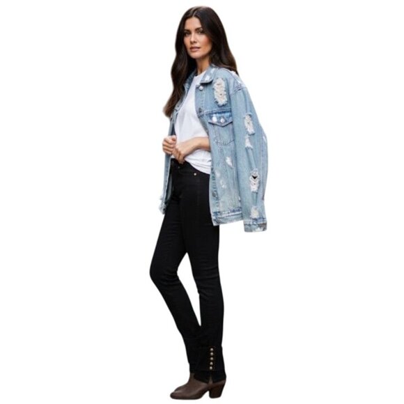 Sass & Bide Walk With Me Black Skinny Jeans 25 Brass Buttons Goth Grunge Biker - Picture 12 of 12